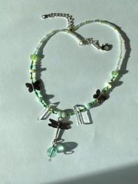 Fluorite, Quartz, Dragonfly & Butterfly Necklace