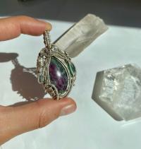 Ruby in Zoisite, Watermelon Tourmaline and Green Onyx Fine Silver Pendant