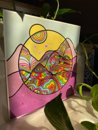SALE* “The Ascent” Holographic Abstract Trippy Mountain Print 11"x11" (*SEE DESCRIPTION)