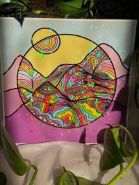 SALE* “The Ascent” Holographic Abstract Trippy Mountain Print 11"x11" (*SEE DESCRIPTION)