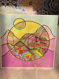 SALE* “The Ascent” Holographic Abstract Trippy Mountain Print 11"x11" (*SEE DESCRIPTION)
