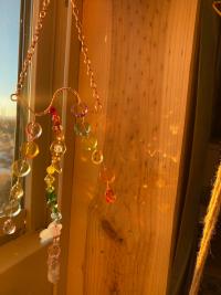 Rainbow Prismatic Aura Quartz and Crystal Copper Suncatcher