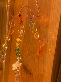 Rainbow Prismatic Aura Quartz and Crystal Copper Suncatcher