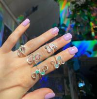 Statement .925 Silver Pink Stars Ring, Size 7