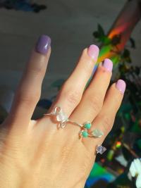 Simple .925 Silver Teal Ring, Adjustable Size 6.5