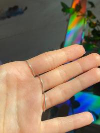 Simple .925 Silver Teal Ring, Adjustable Size 6.5