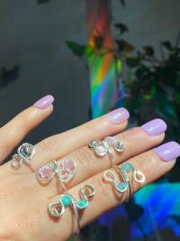 Statement .925 Silver Pink Stars Ring, Size 7