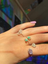 Simple .925 Silver Teal Ring, Adjustable Size 6.5