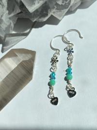 Teal Crystal Flower .925 Silver Earrings | Spring Fever Collection