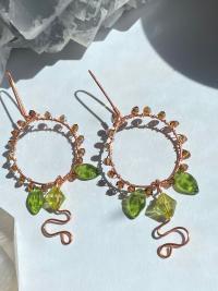Leafy Crystal Copper Earrings