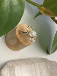 Quartz Cube Sterling Silver Ring, Size 4
