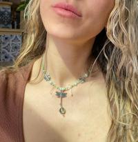 Fluorite, Quartz, Dragonfly & Butterfly Necklace