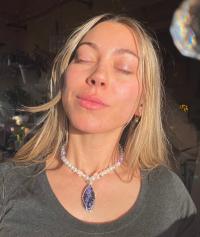 Charoite .925 silver Pendant on “Pearl” &  Butterfly Chunky Necklace