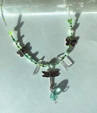 Fluorite, Quartz, Dragonfly & Butterfly Necklace