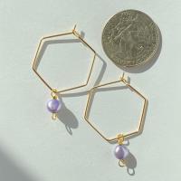 Hexagon Pearl Dangle Hoops (+ Colors)
