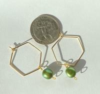 Hexagon Pearl Dangle Hoops (+ Colors)
