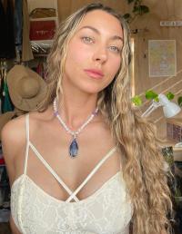 Charoite .925 silver Pendant on “Pearl” &  Butterfly Chunky Necklace