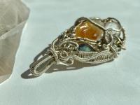 Citrine, Labradorite, Bismuth, and Quartz Silver Pendant
