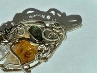 Citrine, Labradorite, Bismuth, and Quartz Silver Pendant