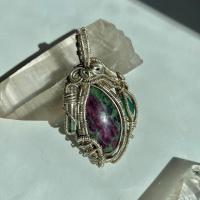 Ruby in Zoisite, Watermelon Tourmaline and Green Onyx Fine Silver Pendant