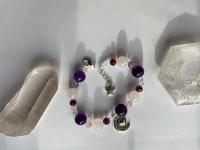 Rose Quartz, Amethyst, & Glass Celestial Bracelet