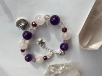 Rose Quartz, Amethyst, & Glass Celestial Bracelet