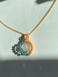 ONE of a KIND, HANDMADE Chalcedony & Crystal Gold-Plated Necklace