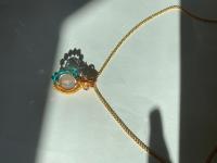ONE of a KIND, HANDMADE Chalcedony & Crystal Gold-Plated Necklace