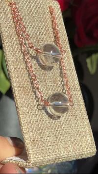 Optical Quartz Sphere Copper Choker Necklace