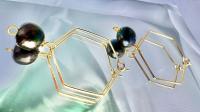 Black Freshwater Pearl Hexagon Dangle Hoops