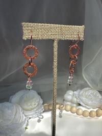 Handmade Natural Fluorite Hammered Copper Earrings
