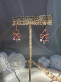 Handmade Natural Fluorite Hammered Copper Earrings