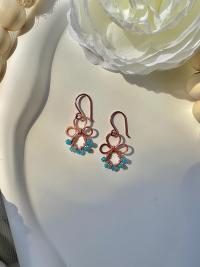 Handmade Natural Apatite Hammered Copper Earrings