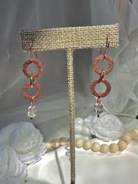 Handmade Natural Fluorite Hammered Copper Earrings