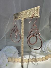 Handmade Oxidized Hammered Copper Dangle Earrings