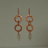 Natural Fluorite Hammered Copper Rings Earrings