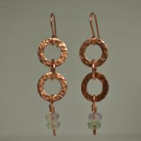 Natural Fluorite Hammered Copper Rings Earrings