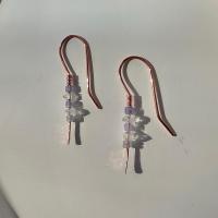 Minimalist Natural Herkimer Diamond and Tanzanite Hammered Copper Earrings
