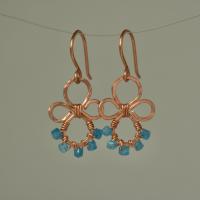 Natural Apatite Cube Hammered Copper Earrings