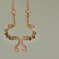 Tourmaline & Copper Eclectic Freeform Shape Earrings