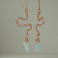 Aquamarine & Copper | Eclectic Freeform Dangle Earrings