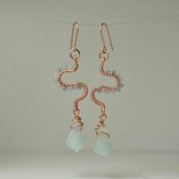 Aquamarine & Copper | Eclectic Freeform Dangle Earrings