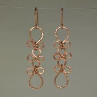Hammered Copper Fleur Dangle Earrings