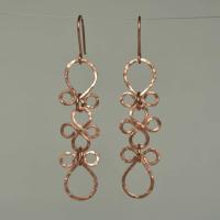Hammered Copper Fleur Dangle Earrings