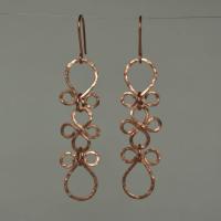 Hammered Copper Fleur Dangle Earrings