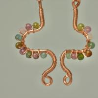 Tourmaline & Copper Eclectic Freeform Shape Earrings
