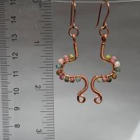 Tourmaline & Copper Eclectic Freeform Shape Earrings