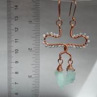 Aquamarine & Copper | Eclectic Freeform Dangle Earrings