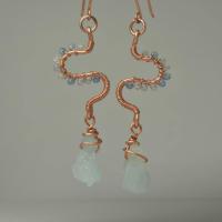 Aquamarine & Copper | Eclectic Freeform Dangle Earrings