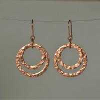 Hammered Copper Circles Dangle Earrings